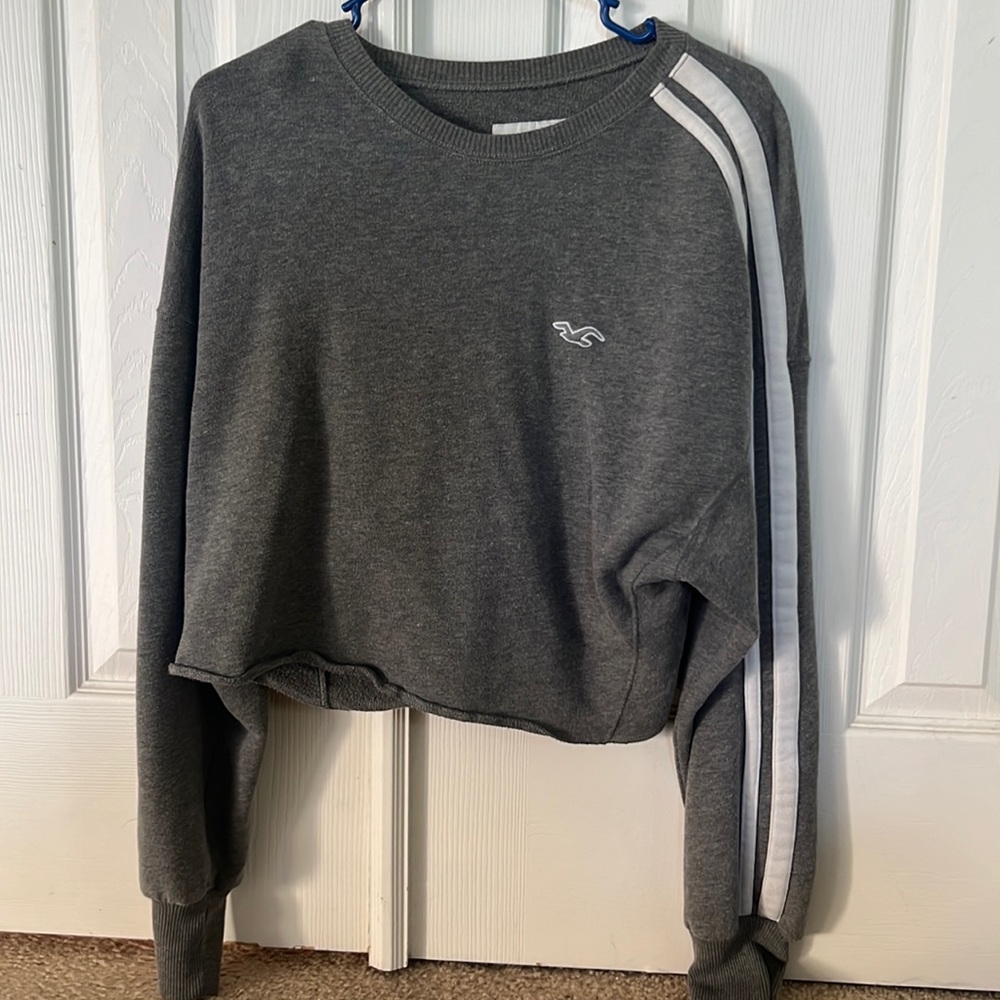HOLLISTER : Dark Gray Long-sleeve Lightweight Sweatshirt